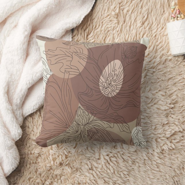 Mocha Hibiscus Botanical Harmony Kussen (Deken)