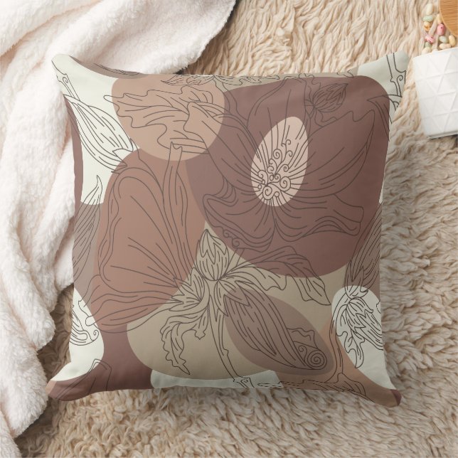Mocha Hibiscus Botanical Harmony Kussen (Deken)