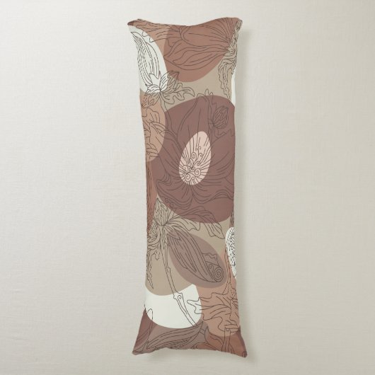 Mocha Hibiscus Botanical Harmony Lichaamskussen (Voorkant Verticaal)