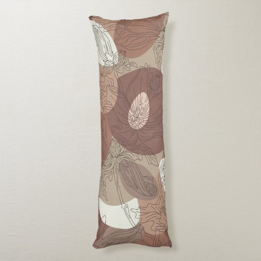 Mocha Hibiscus Botanical Harmony Lichaamskussen (Achterkant (Verticaal))