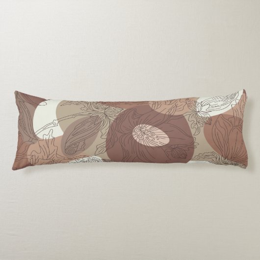 Mocha Hibiscus Botanical Harmony Lichaamskussen (Voorkant)