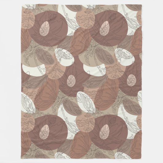 Mocha Hibiscus Botanische Harmonie Groot Fleece Deken (Voorkant)