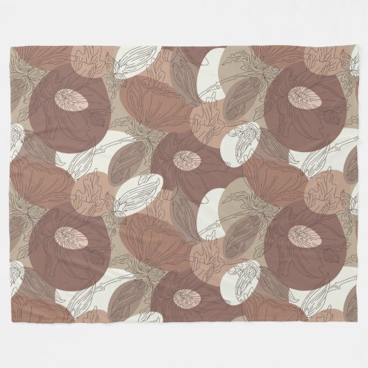 Mocha Hibiscus Botanische Harmonie Groot Fleece Deken (Voorkant (Horizontaal))