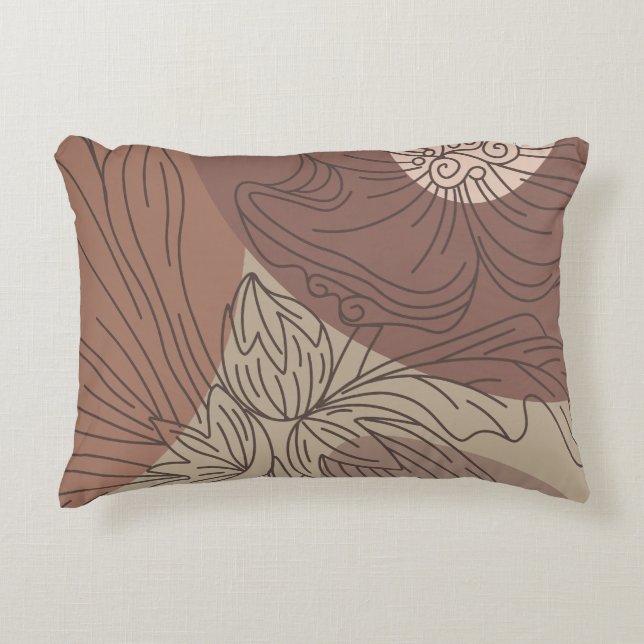 Mocha Hibiscus Botanische Harmonie voor set Accent Kussen (Voorkant)