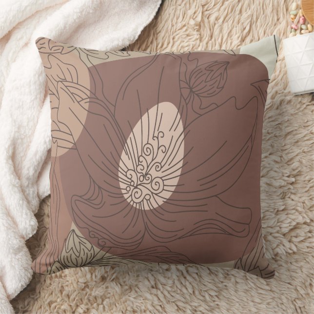 Mocha Hibiscus Botanische Harmonie voor set Kussen (Deken)