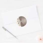 Mocha Ivoor Bloemen Monogrammed 1.5"Ronde Sticker (Envelop)