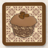 Mocha/Koffee Frosted Cupcake, Lace Background Bier Onderzetter (Voorkant)
