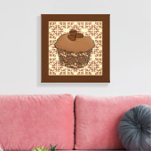 Mocha/Koffee Frosted Cupcake, Lace Background Canvas Afdruk (Insitu (Woonkamer))