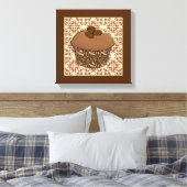 Mocha/Koffee Frosted Cupcake, Lace Background Canvas Afdruk (Insitu (Slaapkamer))