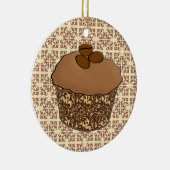 Mocha/Koffee Frosted Cupcake, Lace Background Keramisch Ornament (Rechts)