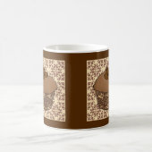 Mocha/Koffee Frosted Cupcake, Lace Background Koffiemok (Center)