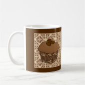 Mocha/Koffee Frosted Cupcake, Lace Background Koffiemok (Links)