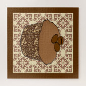 Mocha/Koffee Frosted Cupcake, Lace Background Legpuzzel (Horizontaal)