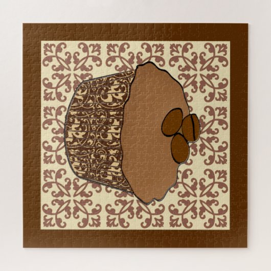 Mocha/Koffee Frosted Cupcake, Lace Background Legpuzzel (Horizontaal)