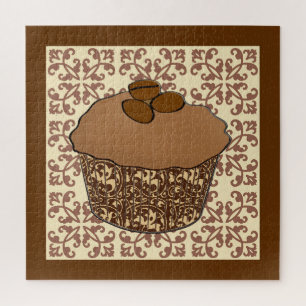 Mocha/Koffee Frosted Cupcake, Lace Background Legpuzzel