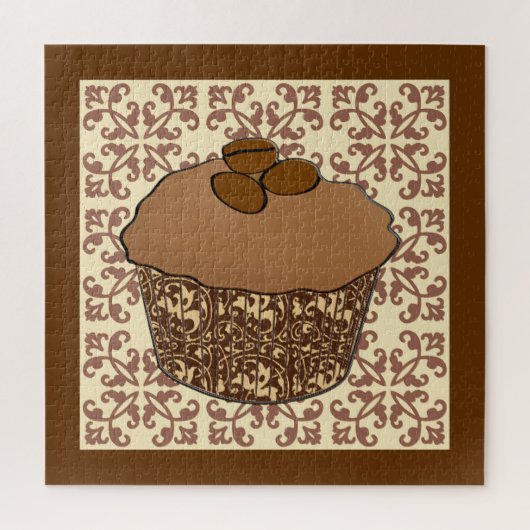 Mocha/Koffee Frosted Cupcake, Lace Background Legpuzzel (Verticaal)