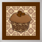 Mocha/Koffee Frosted Cupcake, Lace Background Poster (Voorkant)