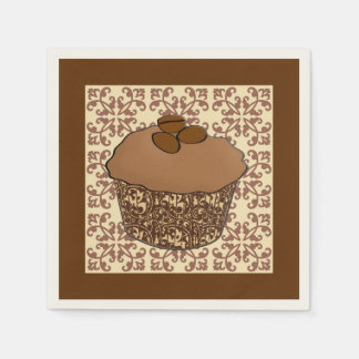 Mocha/Koffee Frosted Cupcake, Lace Background Servet