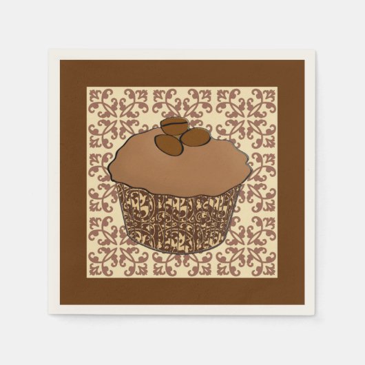 Mocha/Koffee Frosted Cupcake, Lace Background Servet (Voorkant)