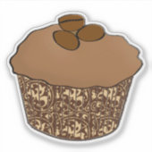 Mocha/Koffee Frosted Cupcake, Lace Background Sticker (Voorkant)