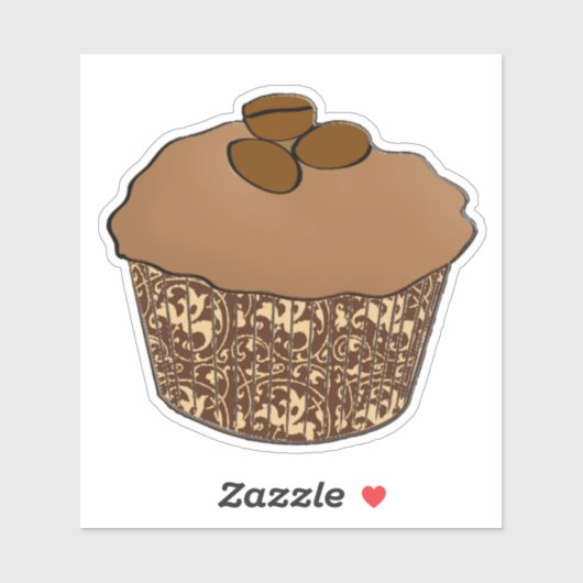 Mocha/Koffee Frosted Cupcake, Lace Background Sticker (Vel)