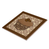 Mocha/Koffee Frosted Cupcake, Lace Background Tegeltje (Zijkant)