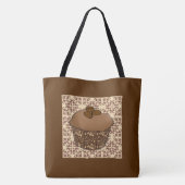 Mocha/Koffee Frosted Cupcake, Lace Background Tote Bag (Achterkant)