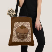 Mocha/Koffee Frosted Cupcake, Lace Background Tote Bag (Dichtbij)