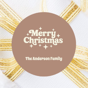 Mocha koffiecreem Vrolijk kerstcadeau Ronde Sticker