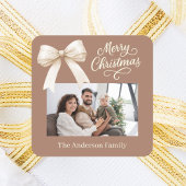 Mocha koffiecrème boog foto script kerst vierkante sticker