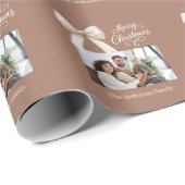 Mocha koffiecrème boog foto script Kerstmis Cadeaupapier (Rol Hoek)