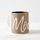 Mocha-koffieliefhebbers typografie tweekleurige koffiemok (Voorkant links)