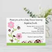 Mocha Ladybug Girl Baby shower Invitation Kaart (Staand voorkant)