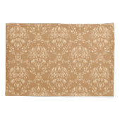 Mocha Latte Brown Damask Kussensloop (Achterkant-Links)