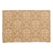 Mocha Latte Brown Damask Kussensloop (Voorkant-Rechts)