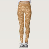 Mocha Latte Brown Damask Leggings (Voorkant)