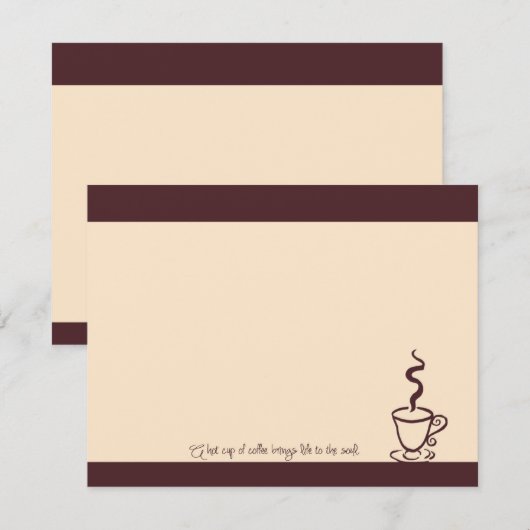 Mocha Life to the Soul Coffee Cup Note Cards Kaart (Voorkant / Achterkant)