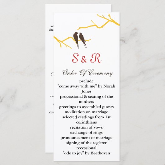 mocha lovebirds Trouwprogramma Programmakaart (Voorkant / Achterkant)