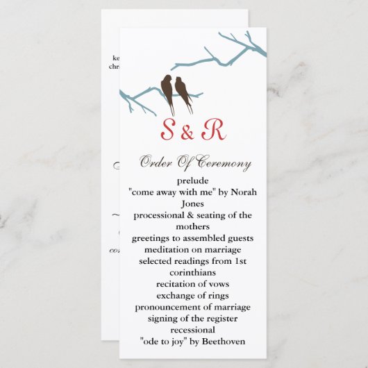 mocha lovebirds Trouwprogramma Programmakaart (Voorkant / Achterkant)