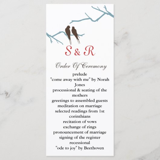 mocha lovebirds Trouwprogramma Programmakaart (Voorkant)