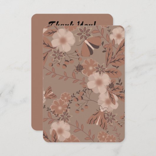 Mocha Meadow Bloom Bedankkaart (Voorkant / Achterkant)
