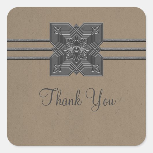Mocha Medallion Border Dank u Stickers (Voorkant)