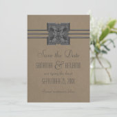 Mocha Medallion Border sparen de Datum uitnodigen Save The Date (Staand voorkant)
