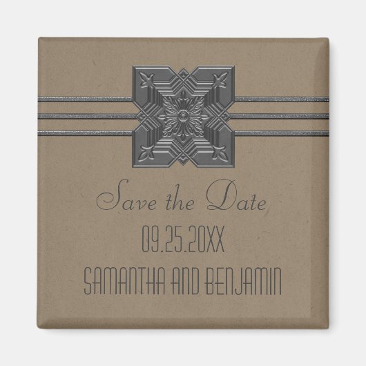 Mocha Medallion Border sparen de Magnet van de Dat (Voorkant)