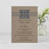 Mocha Medallion Border Wedding Invite Kaart (Staand voorkant)