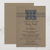 Mocha Medallion Border Wedding Invite Kaart (Voorkant / Achterkant)