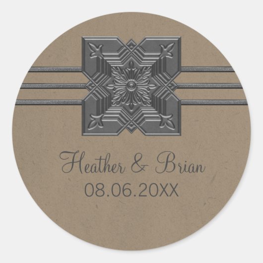 Mocha Medallion Border Wedding Stickers (Voorkant)