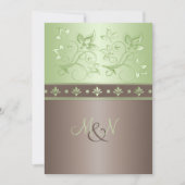 Mocha, Mint Floral Monogram Wedding Uitnodiging (Voorkant)