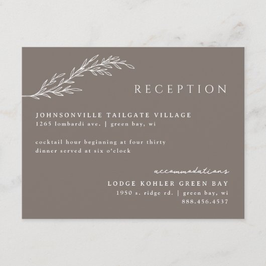 Mocha Modern Stenciled Botanical Floral Details Informatiekaartje (Voorkant)