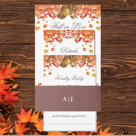 Mocha Monogram Herfstbruiloft Uitnodigingen Wikkel